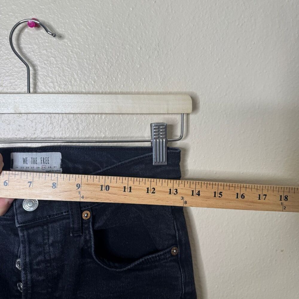 We The Free Jeans Women's 29 Black Button Fly High Waisted Distressed - Picture 7 of 13